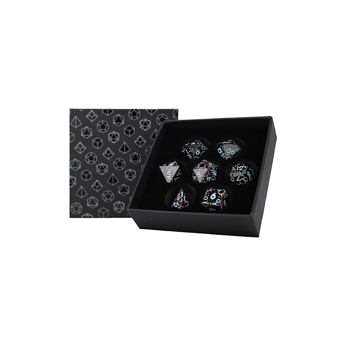 LPG Dice RPG Set Inscripted Bubbles Pastel Black - Good Games