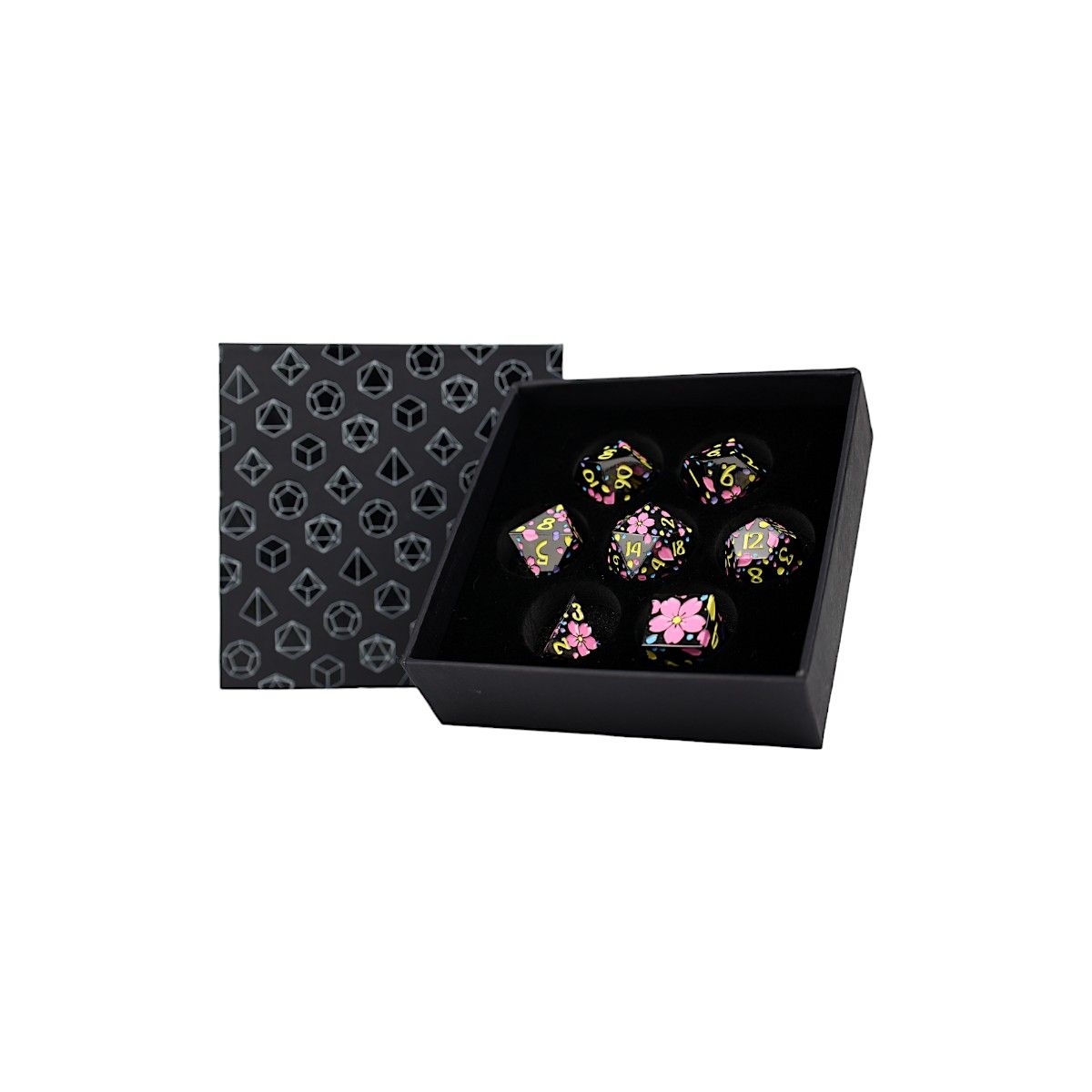 LPG Dice RPG Set Inscripted Sakura Pastel Black - Good Games