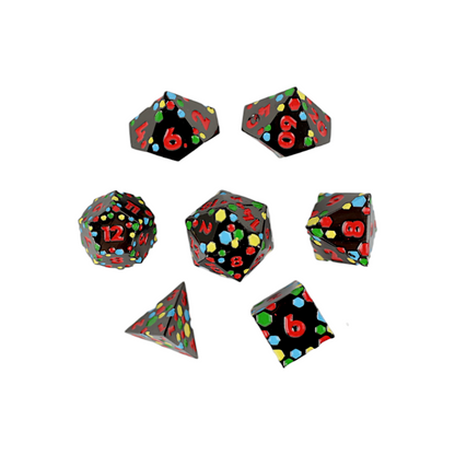 LPG Dice RPG Set Inscripted Hex Rainbow Black - Good Games