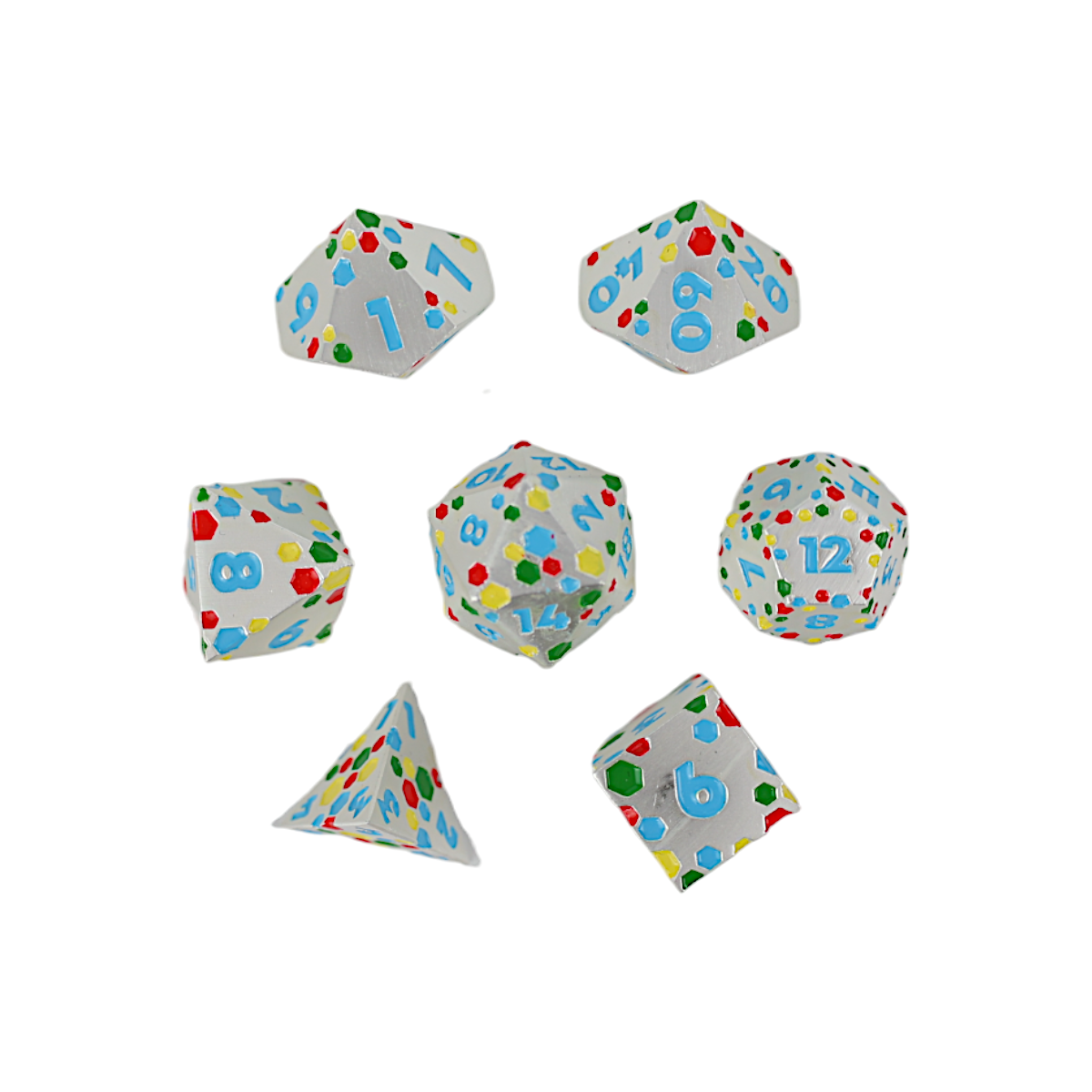 LPG Dice RPG Set Inscripted Hex Rainbow White - Good Games