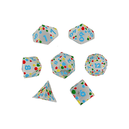 LPG Dice RPG Set Inscripted Hex Rainbow White - Good Games