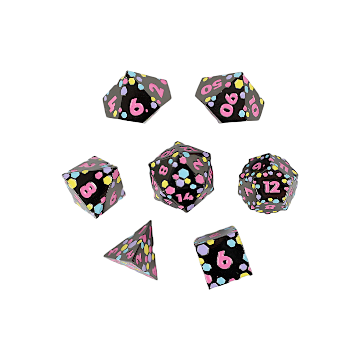 LPG Dice RPG Set Inscripted Hex Pastel Black - Good Games