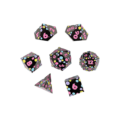 LPG Dice RPG Set Inscripted Hex Pastel Black - Good Games