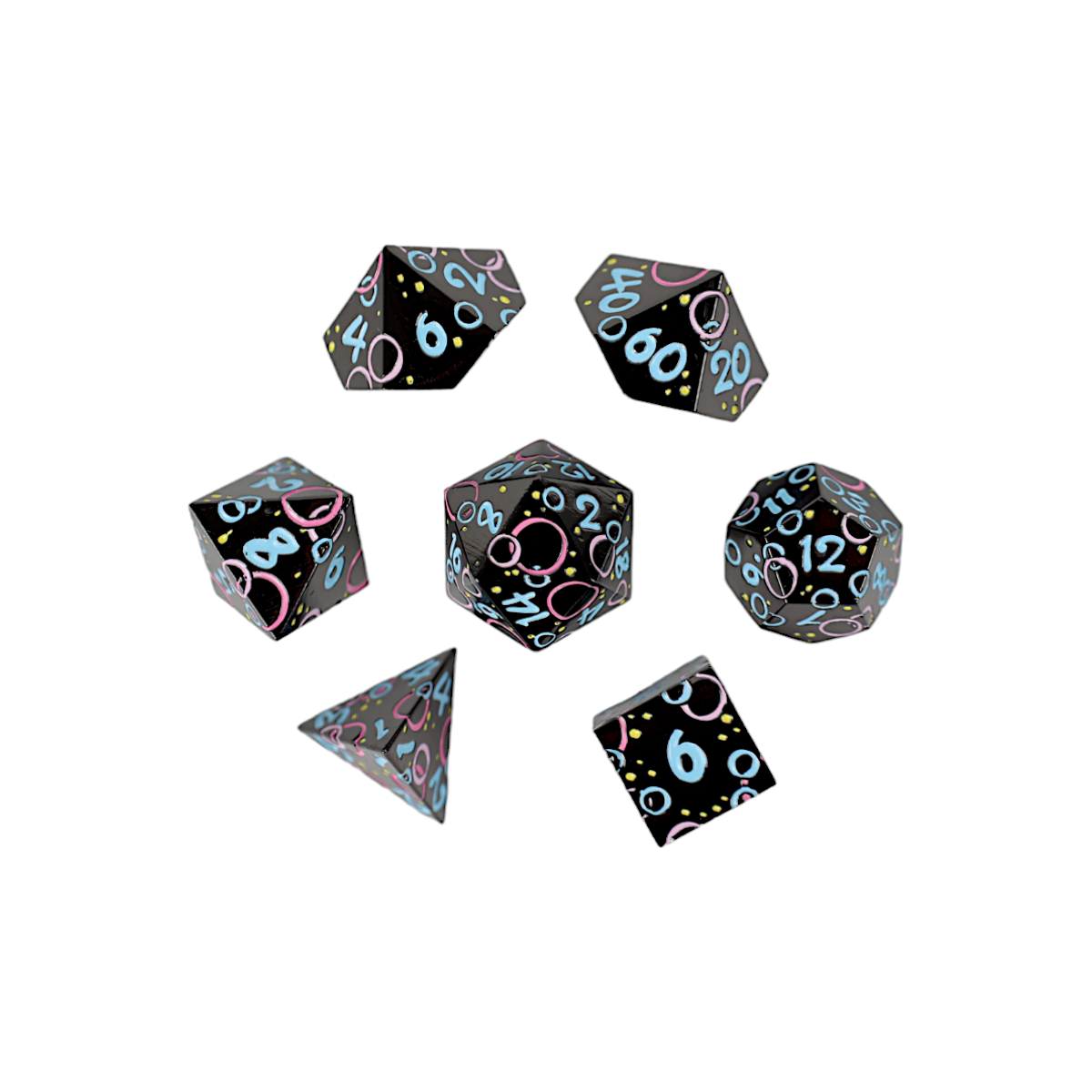 LPG Dice RPG Set Inscripted Bubbles Pastel Black - Good Games