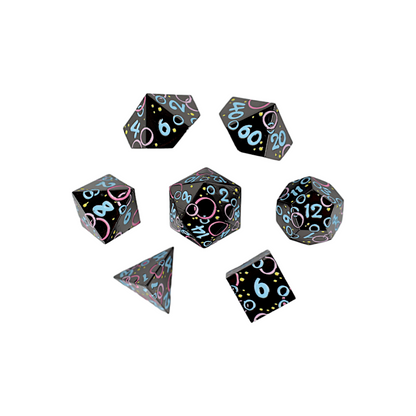 LPG Dice RPG Set Inscripted Bubbles Pastel Black - Good Games