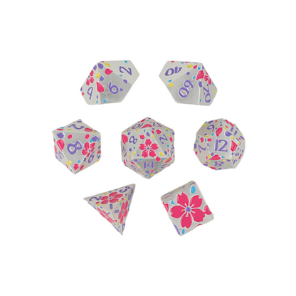 LPG Dice RPG Set Inscripted Sakura Pastel White - Good Games