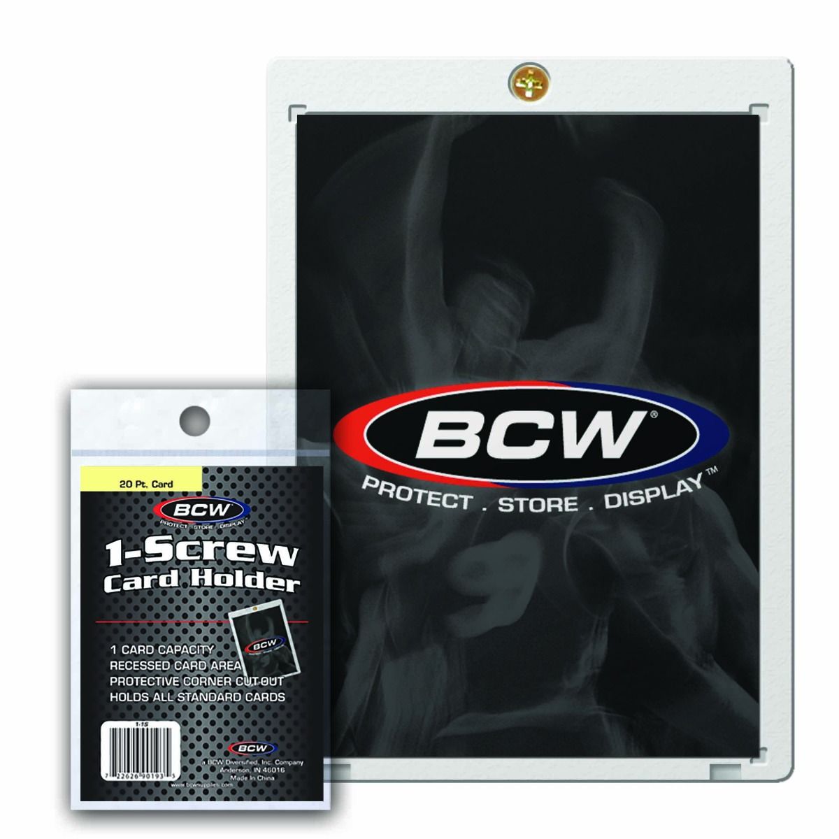 BCW 20 Pt 1 Screw Card Holder Clear front view on white background