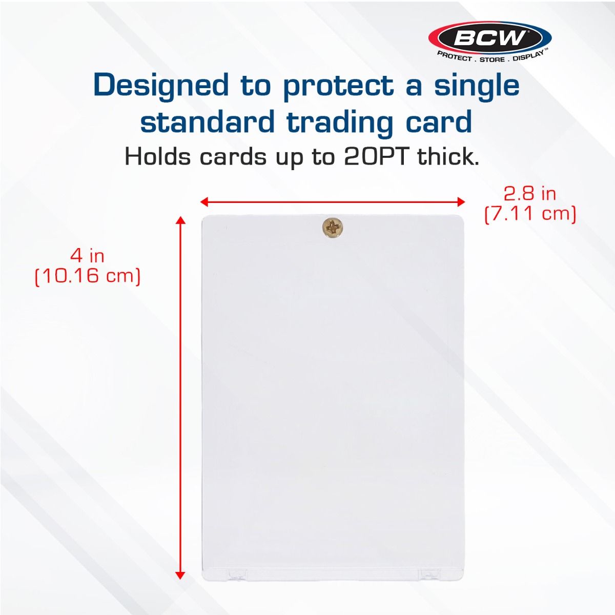 BCW 20 Pt 1 Screw Card Holder Clear side profile showing thickness