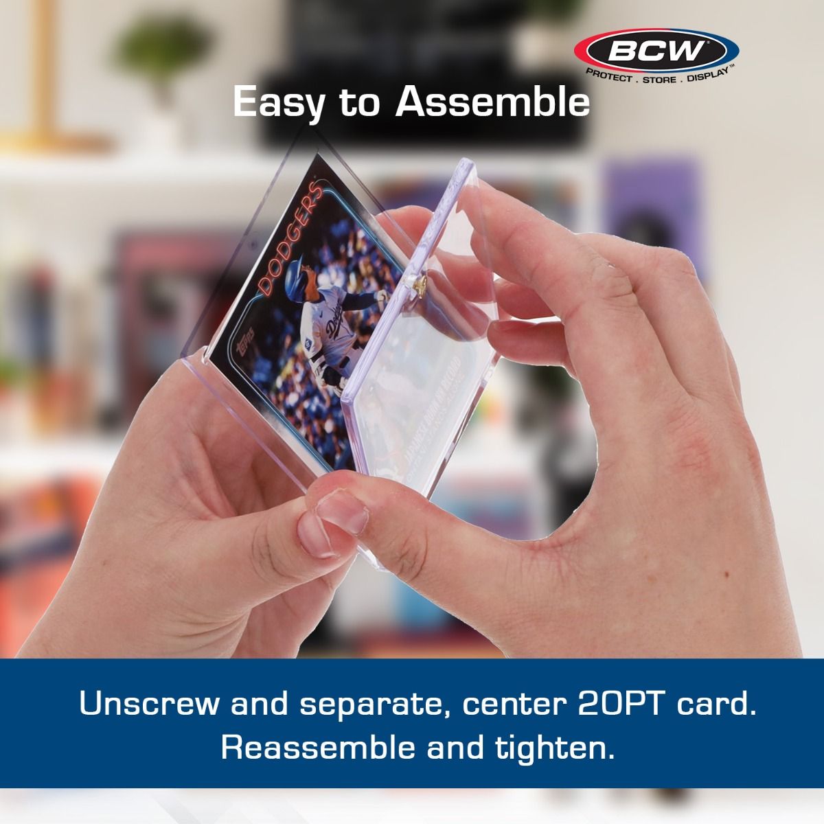 Bottom view of BCW 20 Pt 1 Screw Card Holder Clear showing screw base