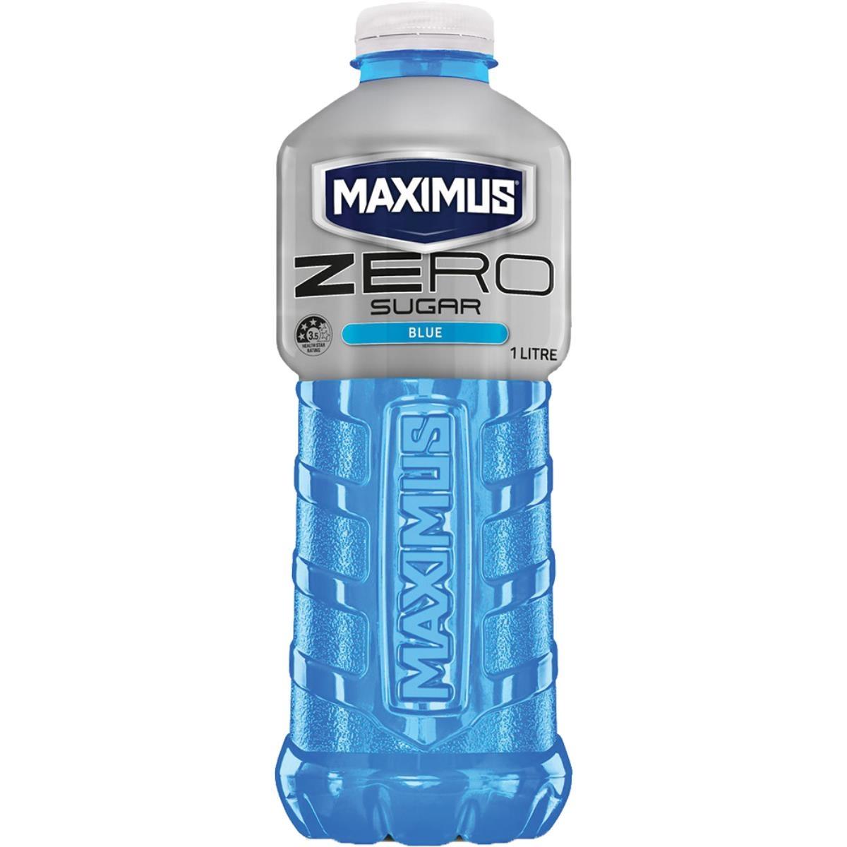 1 litre bottle of Maximus Zero Sugar Blue electrolyte sports drink
