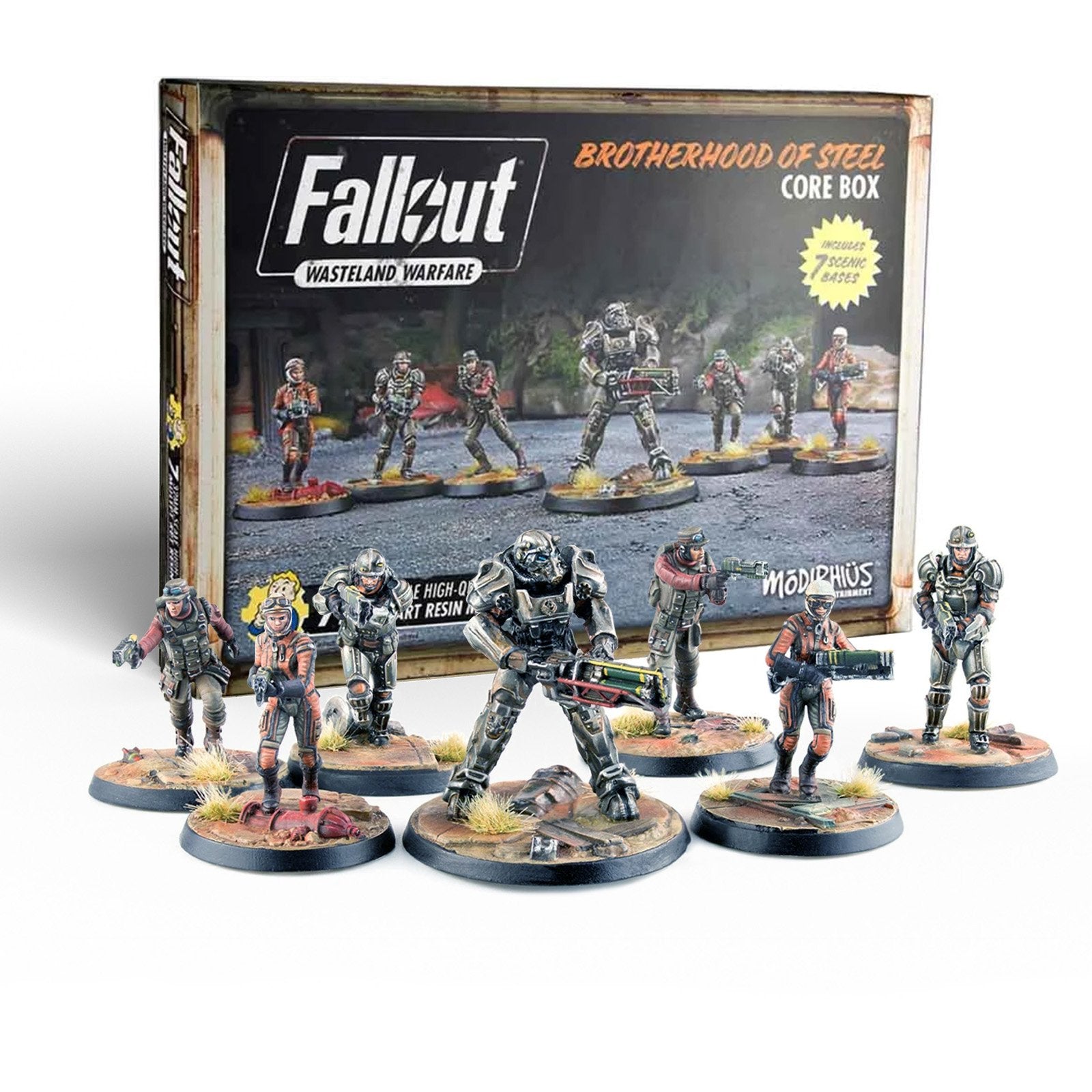 Fallout: Wasteland Warfare Brotherhood of Steel Core Box with 7 painted miniatures, including Power Armor figures