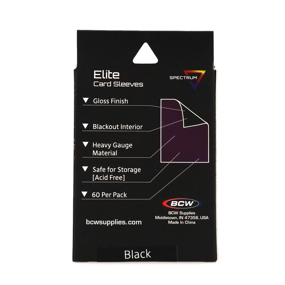 BCW - Elite2 Small Deck Guard Card Sleeves 60-Pieces 62 mm x 82 mm Size - Black - Good Games