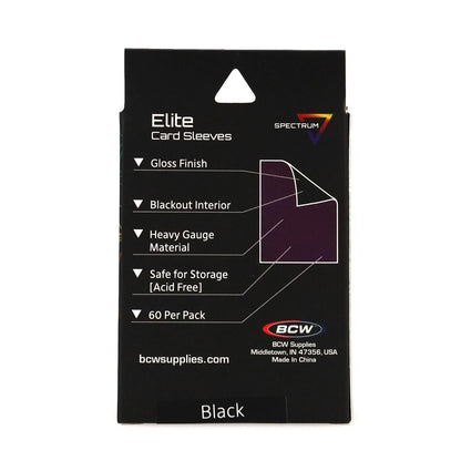 BCW - Elite2 Small Deck Guard Card Sleeves 60-Pieces 62 mm x 82 mm Size - Black - Good Games