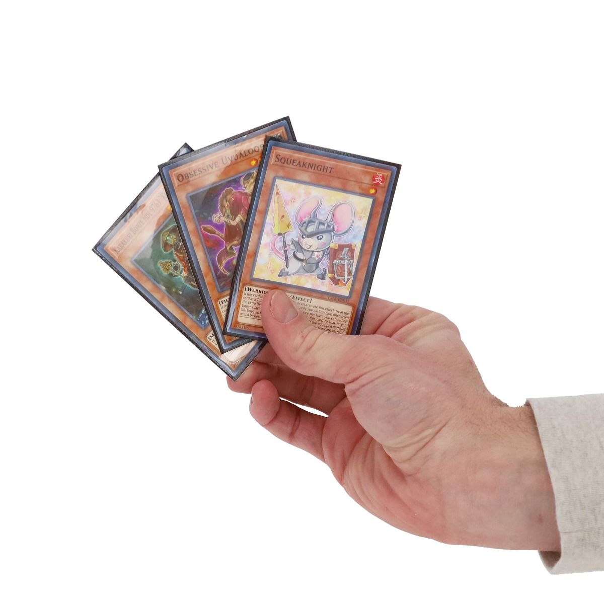 Hand holding BCW Elite2 Small Deck Guard Card Sleeves