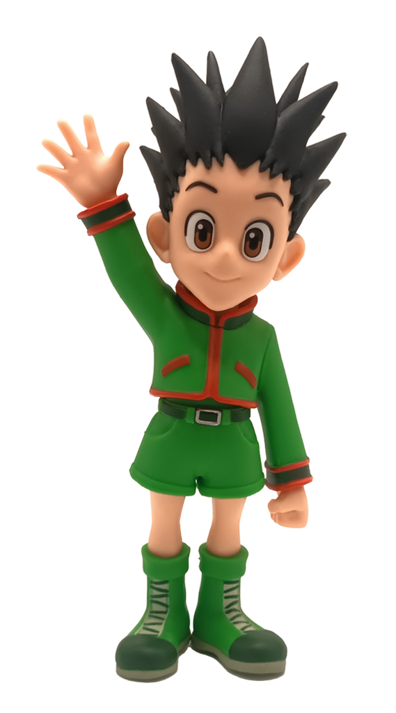 Side view showing Gon’s spiky hair and outfit details