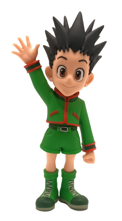 Side view showing Gon’s spiky hair and outfit details