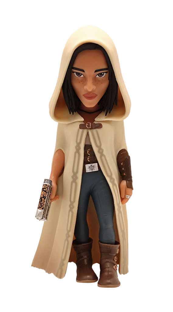 MINIX Rebel Moon Kora 111 figure wearing hooded cape and holding a weapon