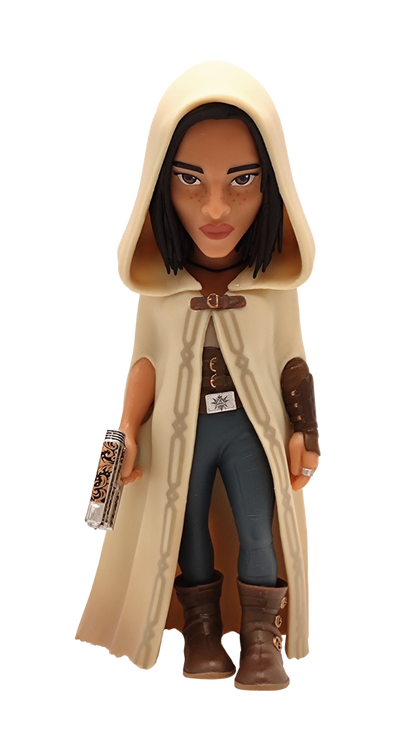 MINIX Rebel Moon Kora 111 figure wearing hooded cape and holding a weapon