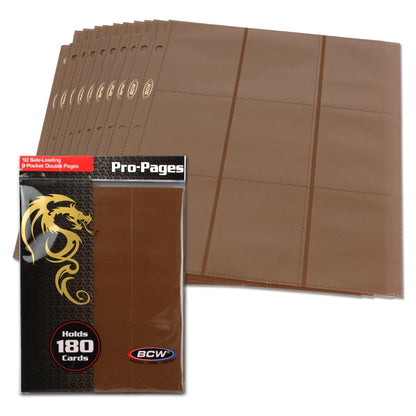 BCW - Pro Pages Side Loading 9 Pocket Pages 10-Pieces - Brown - Good Games