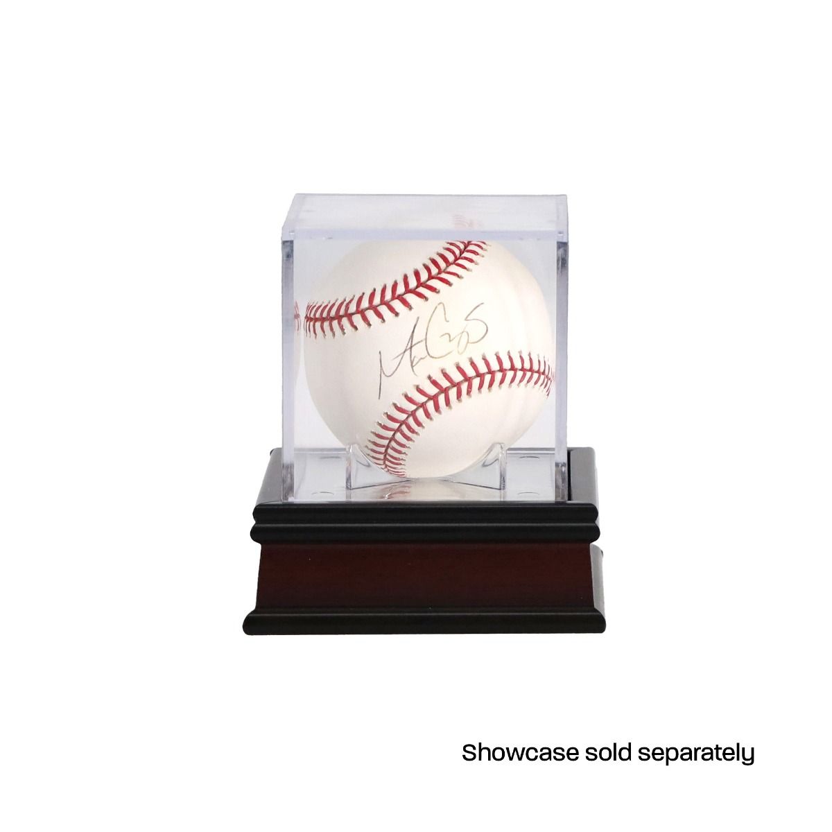 Front view of BCW Wood Base displaying baseball case