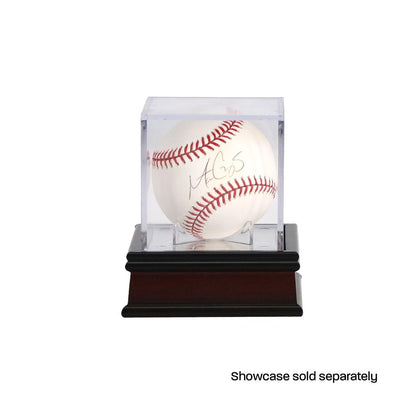 Front view of BCW Wood Base displaying baseball case