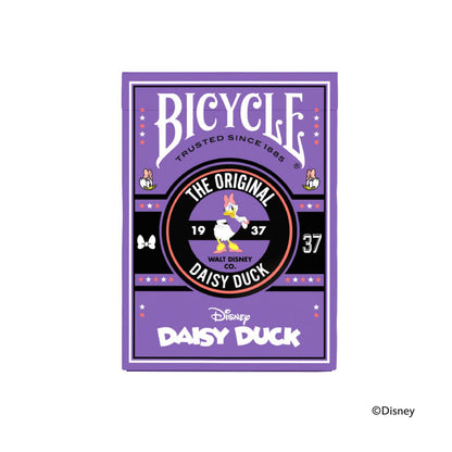 Purple Bicycle playing card box featuring Daisy Duck and Disney branding