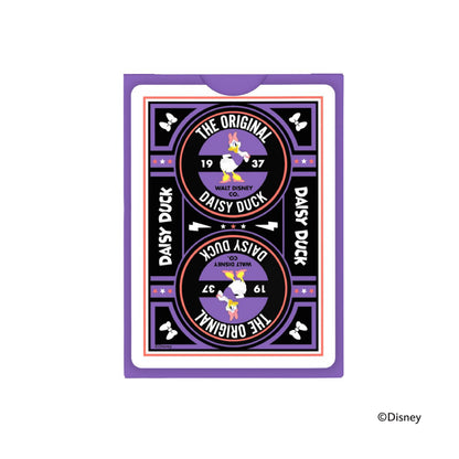 Purple and black Daisy Duck playing card design; mirrored image with "THE ORIGINAL 1937" and "DAISY DUCK" text