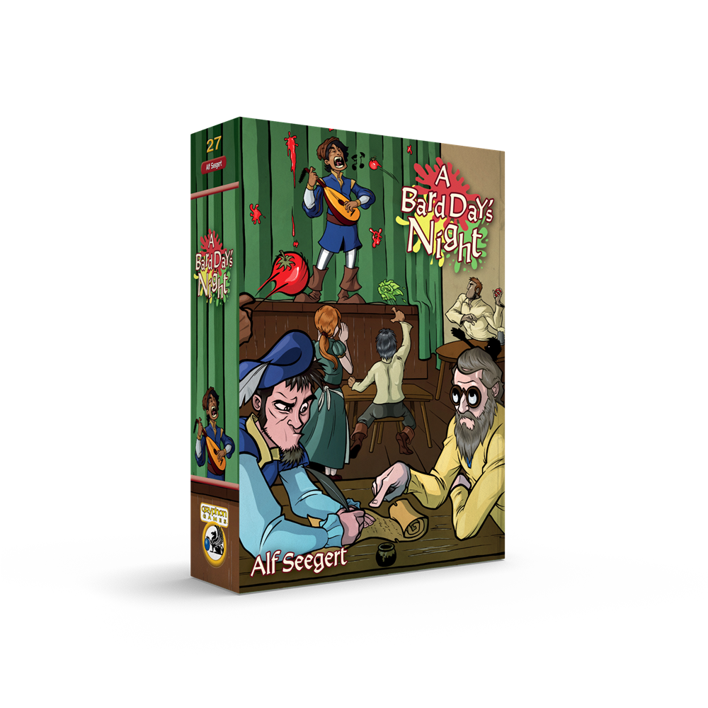 Box art of A Bard Day's Night showing colorful medieval bard characters performing on stage