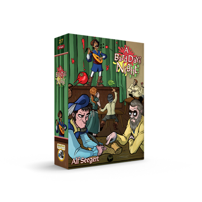 Box art of A Bard Day's Night showing colorful medieval bard characters performing on stage