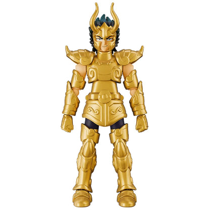 Detailed action figure in full golden armor, featuring large shoulder pads and a horned helmet