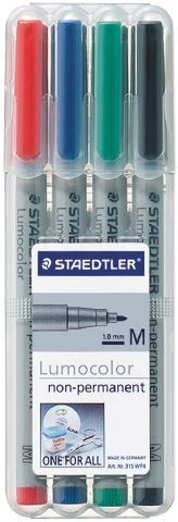 VHX 3154 Lumocolor Markers 4-Pack (1 each Red, Blue, Green, and Black)