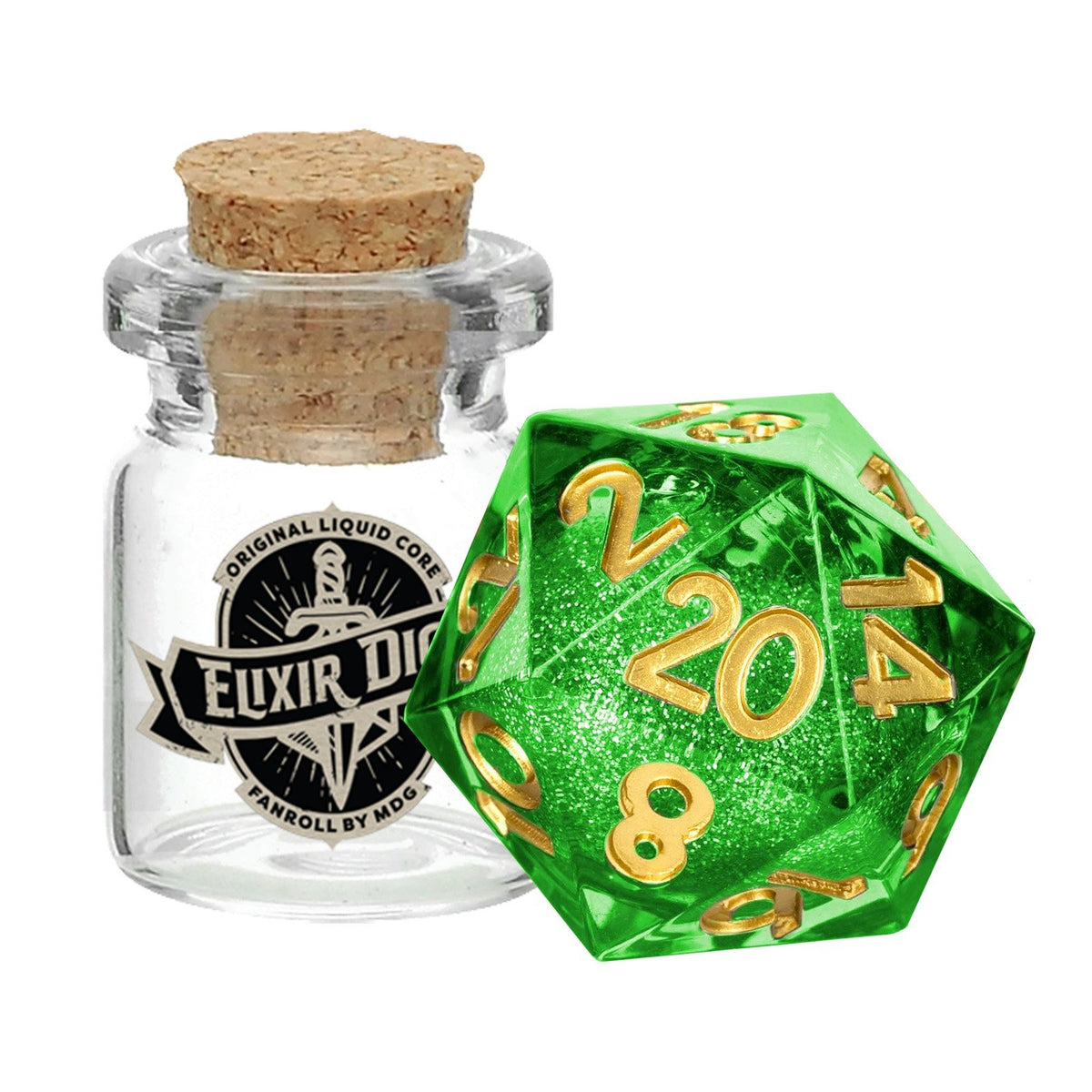 Metallic Dice Games - Individual d20 Elixir Liquid Core Dice: Aegis of Hope - Good Games