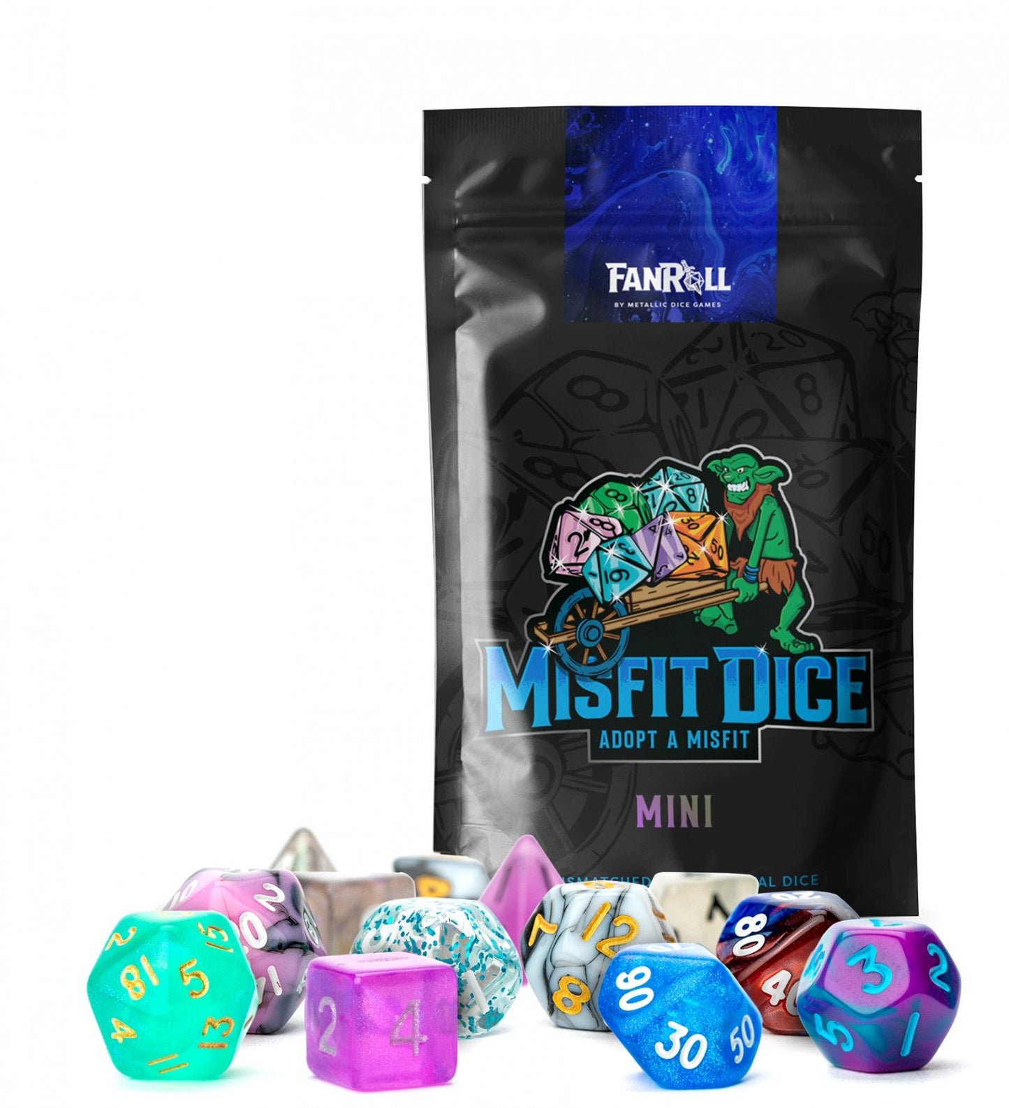 Metallic Dice Games Mystery Misfit Mini Polyhedral Dice (2 Set Pack) - Good Games