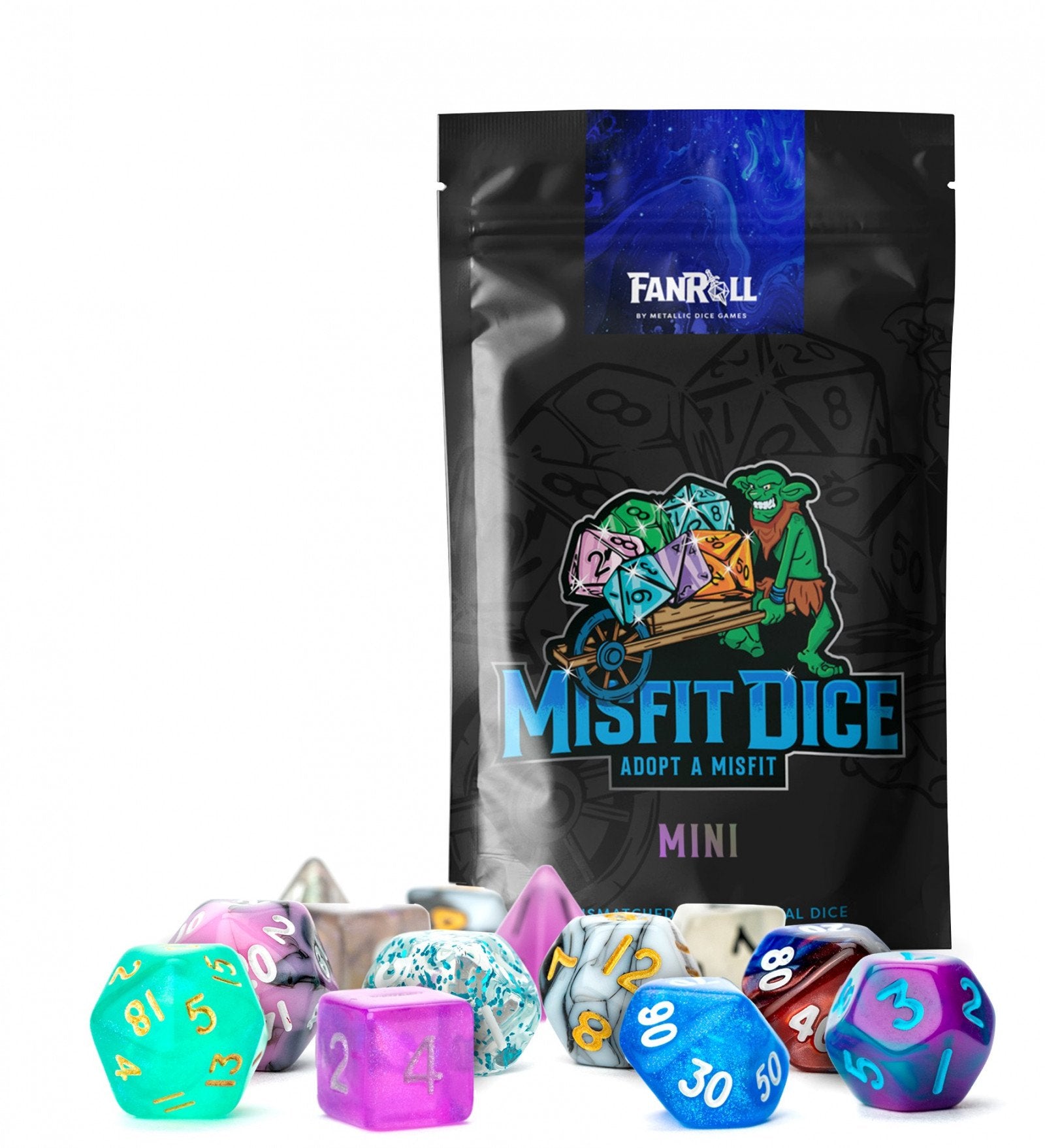Metallic Dice Games Mystery Misfit Mini Polyhedral Dice (2 Set Pack) - Good Games
