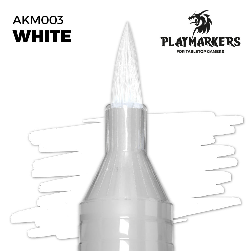 White marker tip and paint swatch, Playmakers hobby paint for tabletop gamers