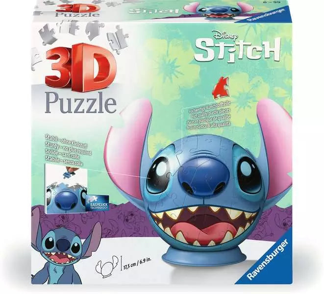 Ravensburger - 3D Puzzleball Stitch With Ears 72 Piece Jigsaw - Good Games