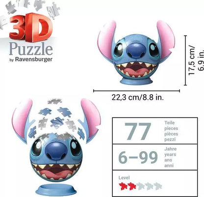 Ravensburger - 3D Puzzleball Stitch With Ears 72 Piece Jigsaw - Good Games
