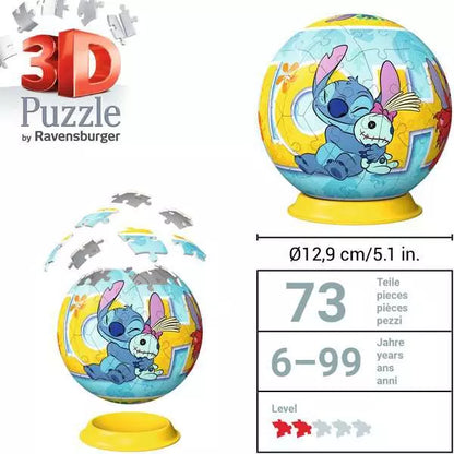 Ravensburger - 3D Puzzleball Stitch 72 Piece Jigsaw - Good Games