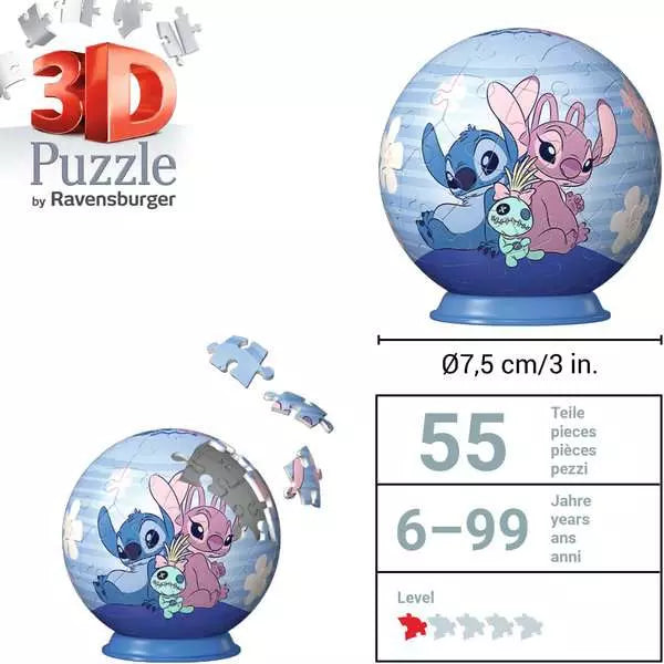Ravensburger - 3D Stitch puzzle 54 Piece Puzzle - Disney Stitch, Angel and Scrump - Good Games