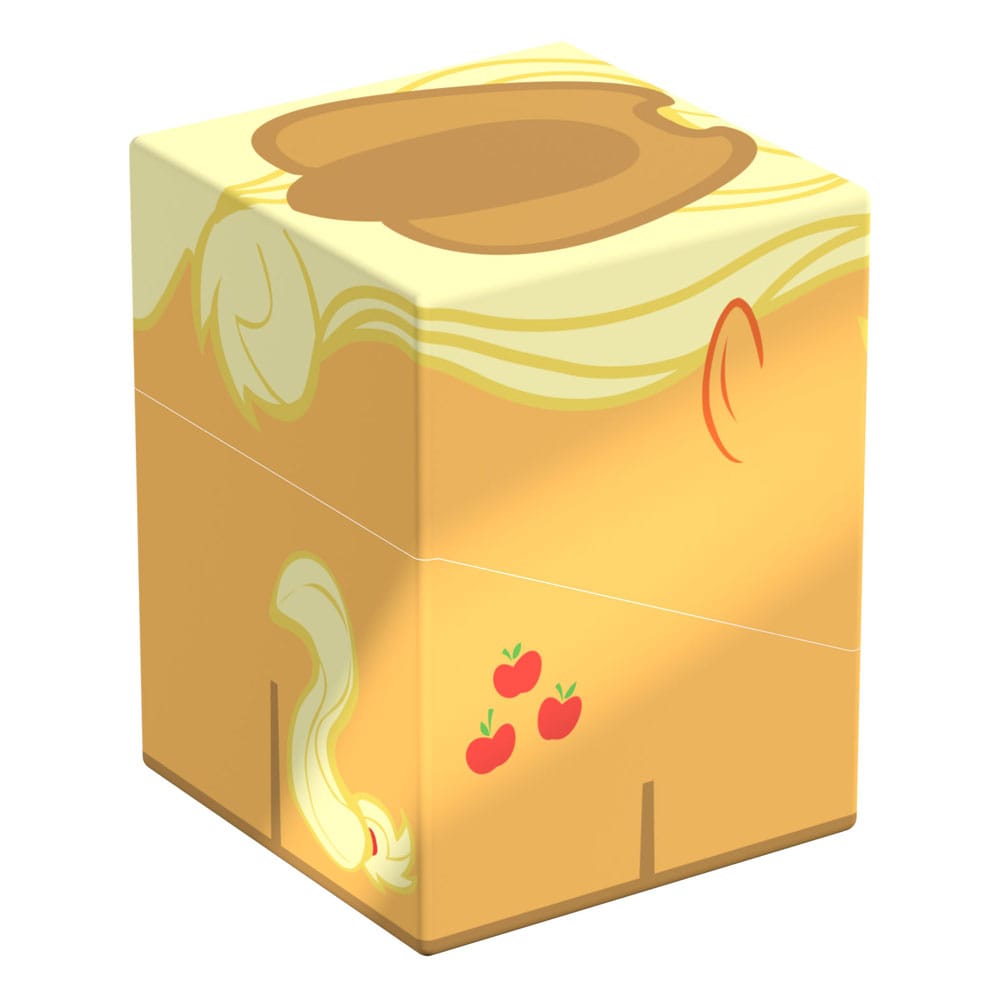 A beige Ultimate Guard Squaroe box designed with My Little Pony's Applejack, showcasing her cowboy hat on top, blonde mane and tail details, and her three red apple cutie mark