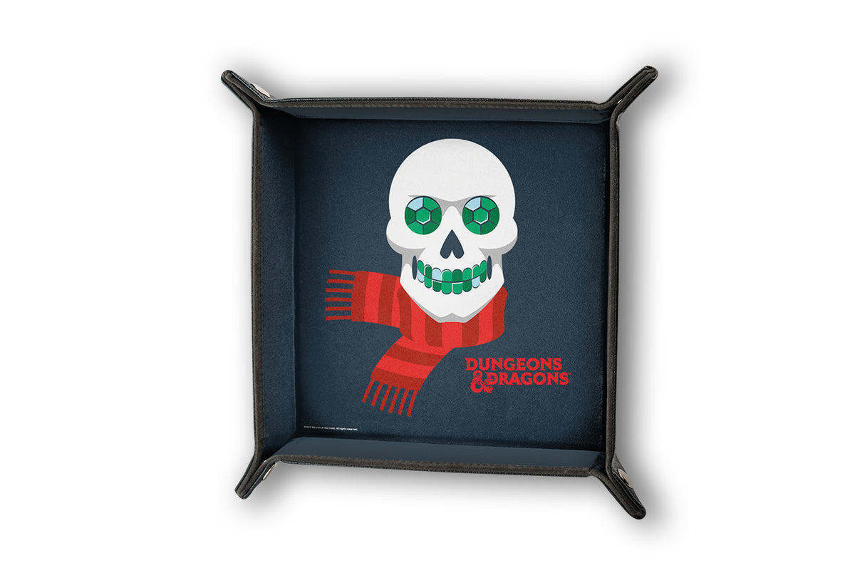 Dungeons &amp; Dragons 12 Days of Dragons dice tray with skull wearing scarf
