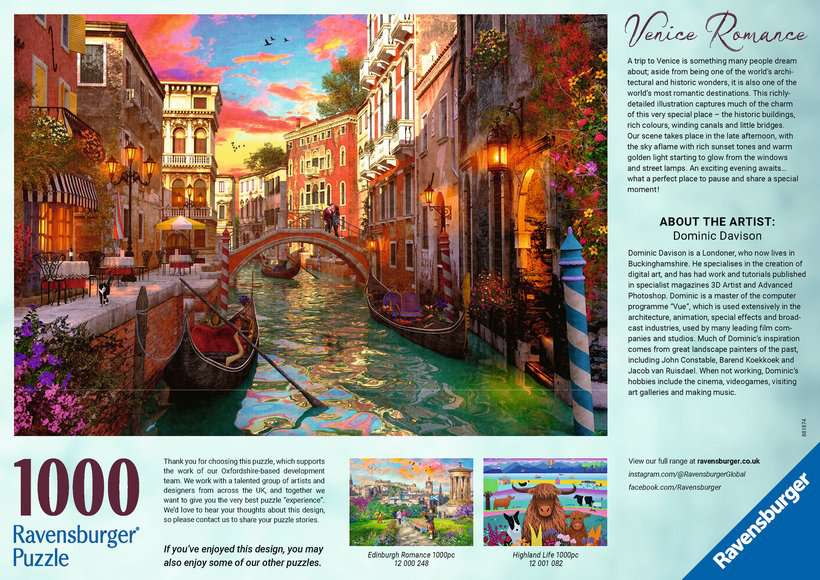 Ravensburger - Venice Romance - 1000 piece jigsaw New Version - Good Games
