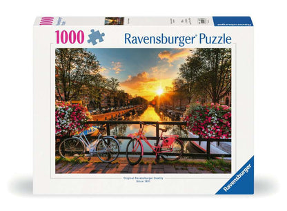 Ravensburger - Bicycles and In Amsterdam - 1000 Piece Jigsaw - New Version - Good Games