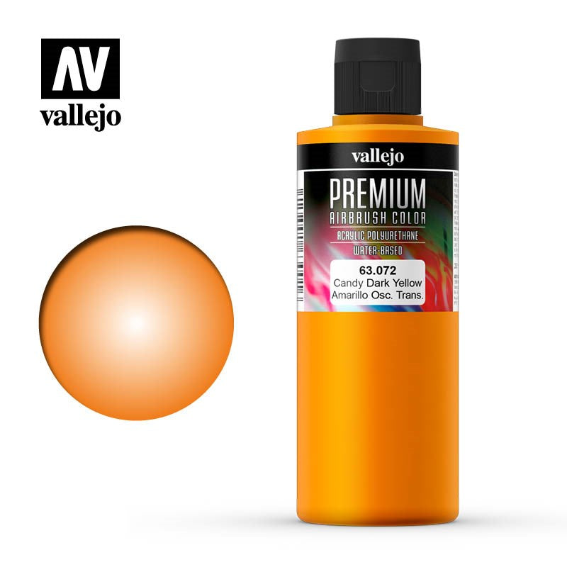 Vallejo Premium Airbush Colour 200ml - Candy Dark Yellow - Good Games