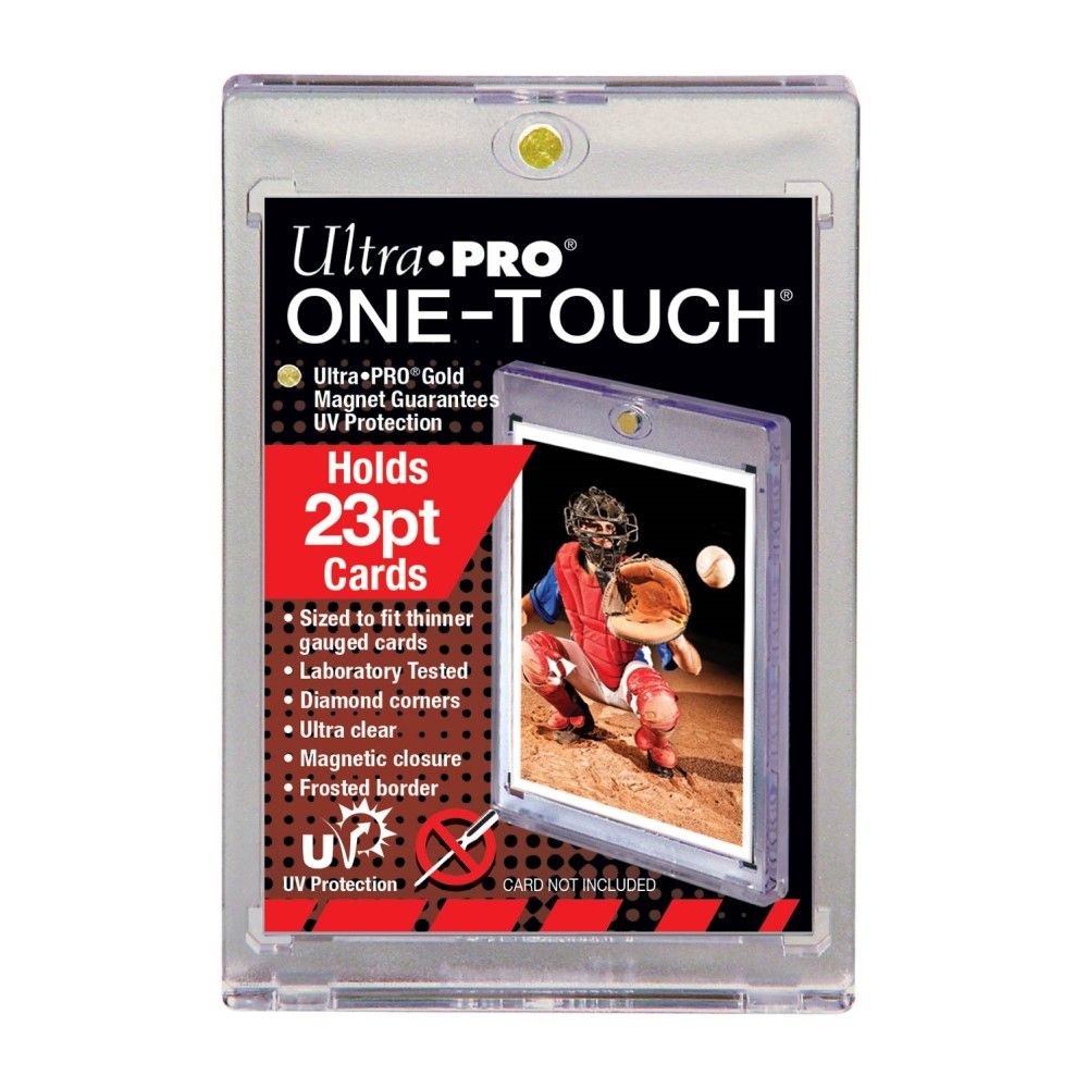 Clear Ultra PRO ONE-TOUCH card holder for 23pt cards, with UV protection and magnetic closure