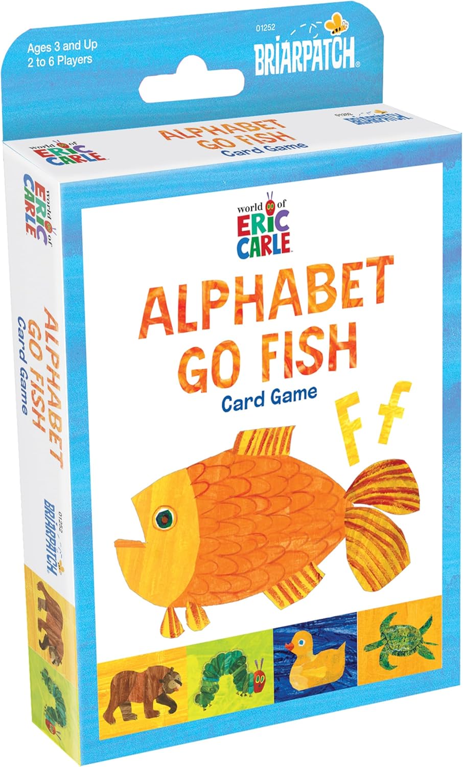 Eric Carle's Alphabet Go Fish Card Game box, showing a large orange fish and characters like the Very Hungry Caterpillar