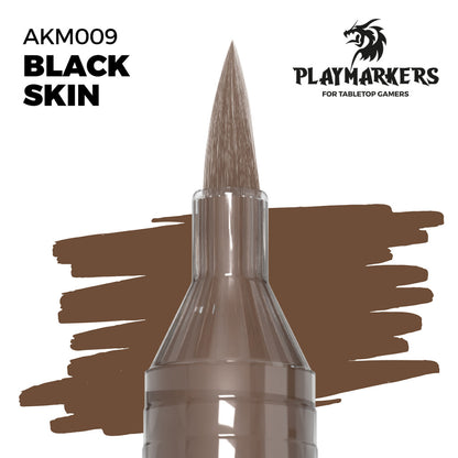 Black Skin marker tip and paint swatch, Playmakers hobby paint for tabletop gamers