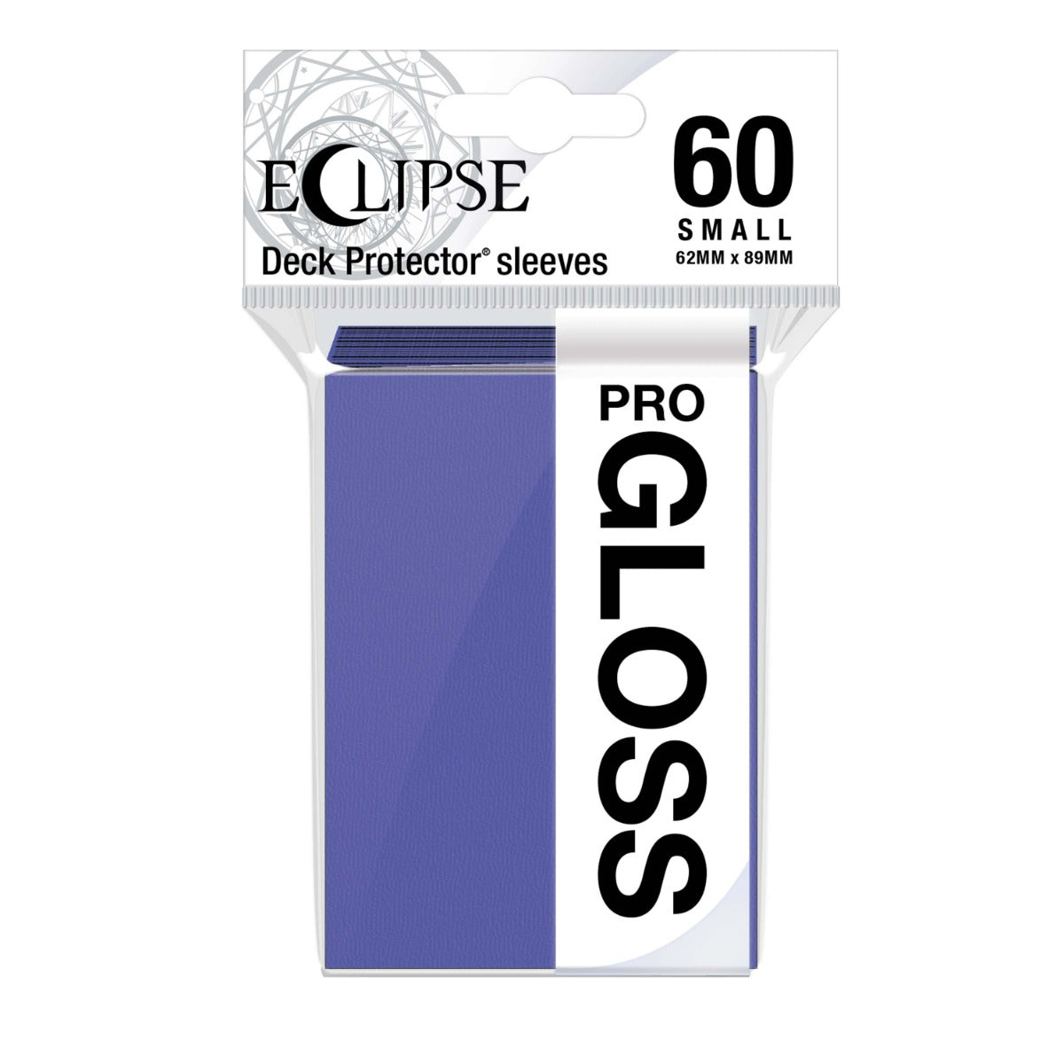 A package of 60 royal purple Eclipse Gloss Small Deck Protector sleeves, 62mm by 89mm