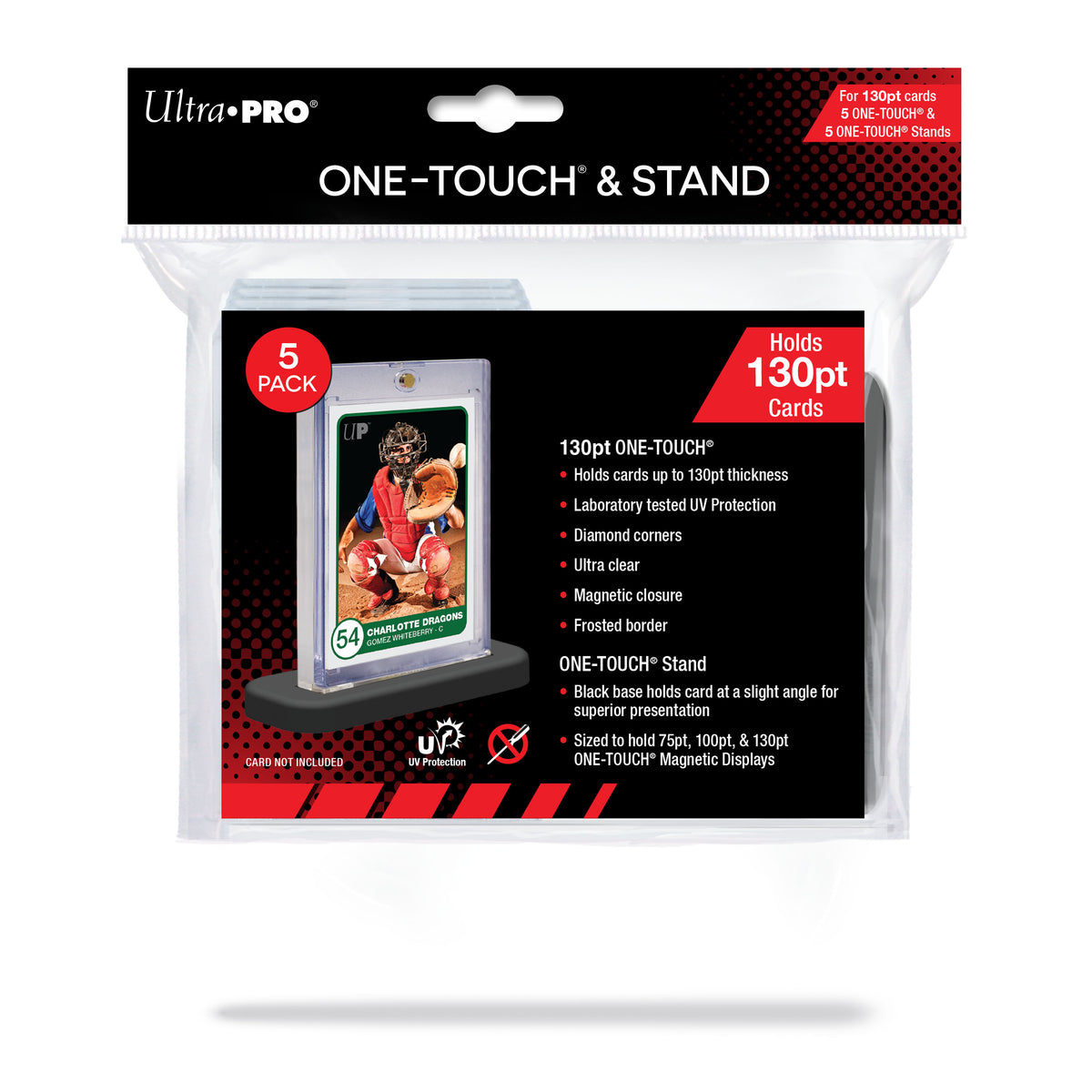 Ultra Pro 5-pack 130pt One-Touch magnetic card holders &amp; stands for trading card display with UV protection