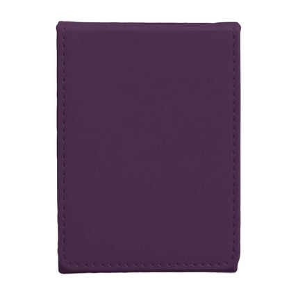 Closed view of the Ultra Pro Vivid Alcove Flip Deck Box in deep Midnight Plum showing the stitched faux leather texture